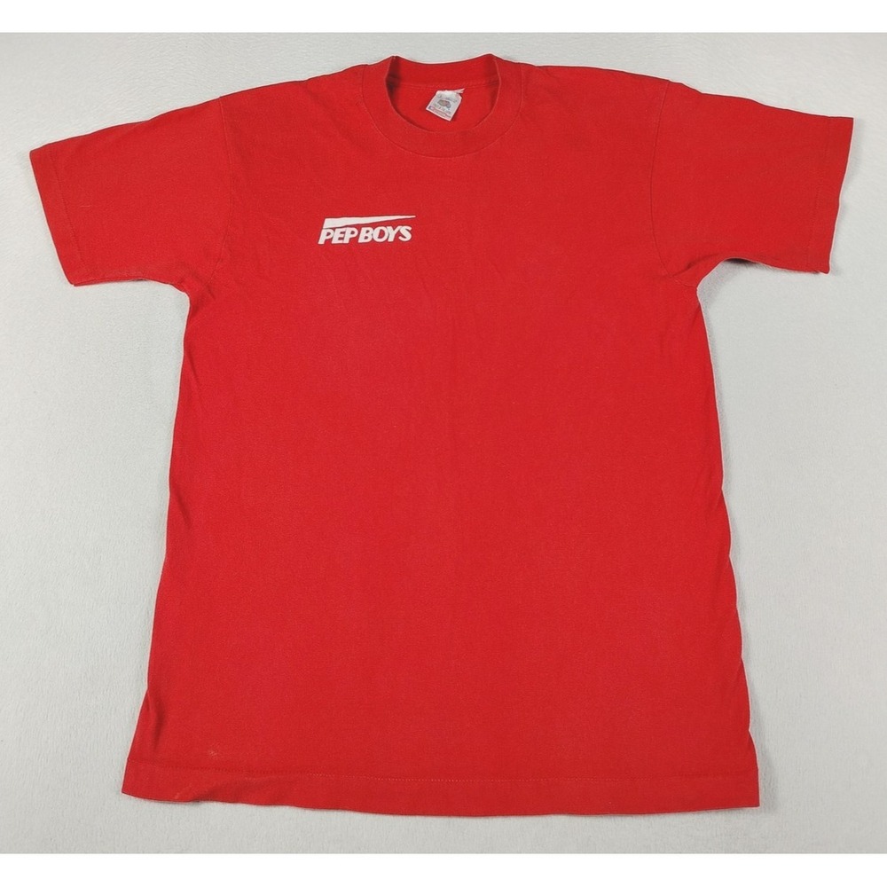 Vintage Fruit Of The Loom Pep Boys Shirt Mens Large Red Graphic Tee Auto Parts